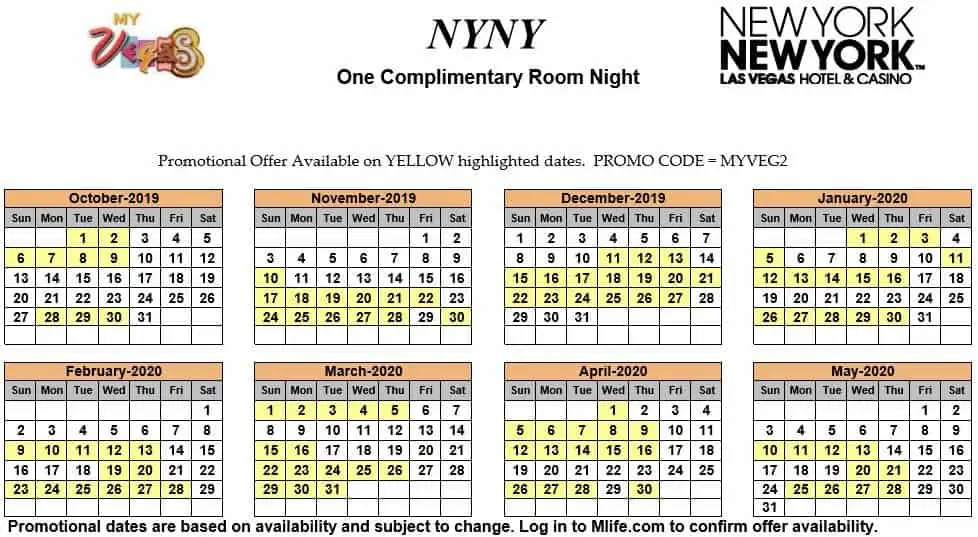 Image of New York New York Hotel & Casino Las Vegas one complimentary room night myVEGAS Slots calendar.
